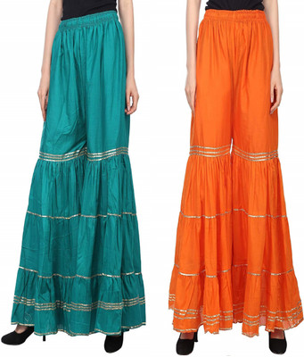 FC First Choice Regular Fit Women Green, Orange Trousers
