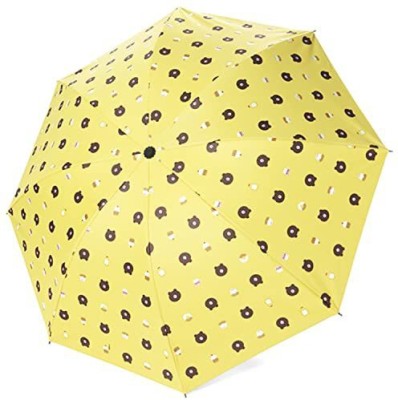 HOUSE OF QUIRK Ultra Light and Small Mini Umbrella with Carrying Pouch (Yellow Bear) Umbrella(Yellow)