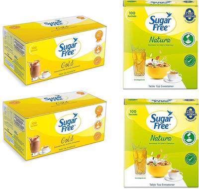 Sugar free Gold 100 Sachets Pack Pack of 2 With Low Calorie Sweetener - Pack of 2 Combo Sweetener(1220 g, Pack of 4)