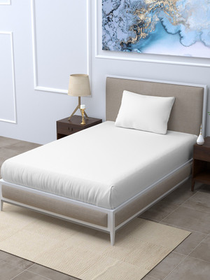 LINENWALAS 300 TC Silk Single Solid Flat Bedsheet(Pack of 1, White)
