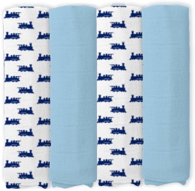 Cotonex Self Design Crib Swaddling Baby Blanket for  AC Room(Cotton, D Blue)