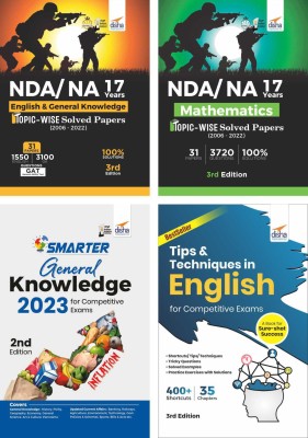 NDA/NA 17 years Mathematics, English & General Knowledge Topic-wise Solved Papers (2006 - 2022) with Smarter GK 2023 & English Tips Books (set of 4 Books) 7th Edition(Paperback, Disha Experts)