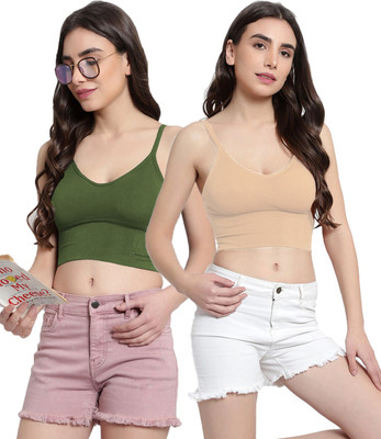 VKP Enterprise Crop Top Tank Women Sports Lightly Padded Bra(Multicolor)