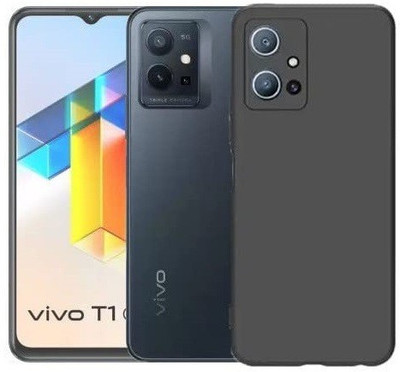 S-Softline Back Cover for Vivo T1 5G, inner Soft Microfiber Cloth Cushion Lining shock-absorbent/scratch resistant(Black, Silicon)