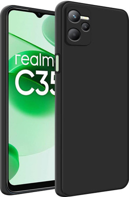 S-Softline Back Cover for Realme C35, inner Soft Microfiber Cloth Cushion Lining HD Clear Flexible Case(Black, Silicon)
