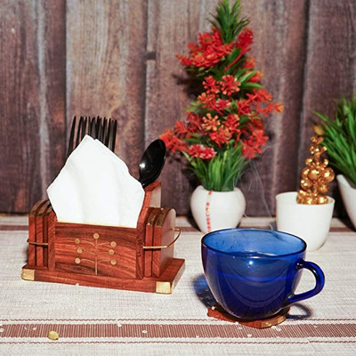 Doon Furniture House Square Reversible Wood Coaster Set(Pack of 6)