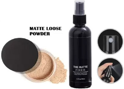 Aylily OIL FREE MATTE FINISH LOOSE COMPACT POWDER WITH MAKEUP SPRAY SKIN CARE MATTE FIXER(2 Items in the set)