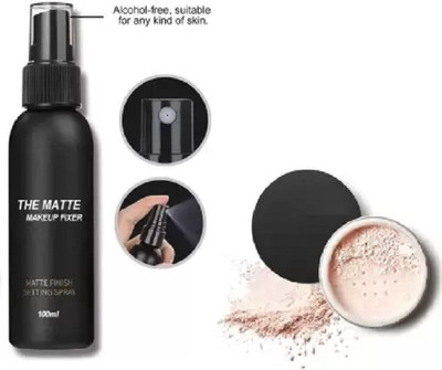 Aylily MATTE FINISHING LOOSE POWDER COMPACT WITH MAKEUP FIXER(2 Items in the set)