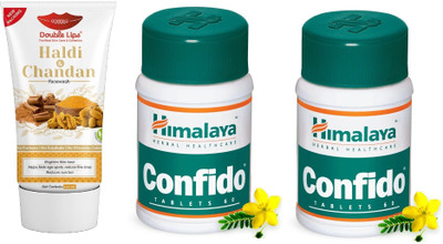 DOUBLE LIPS Confido Herbal Tablet good for healthy life Pack of 2 + Face Care Haldi Chandan Face Wash 100 ml New(3 Items in the set)