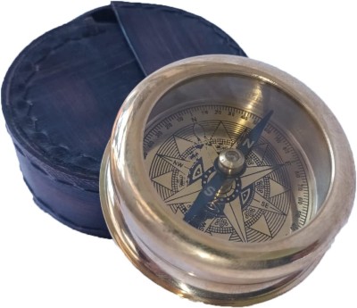 uniqueneeds Brass Antique Pocket Compass with Leather Case Maritime Look Antique Compass(Gold)