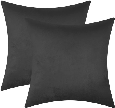 AVS Plain Cushions Cover(Pack of 2, 40 cm*40 cm, Black)