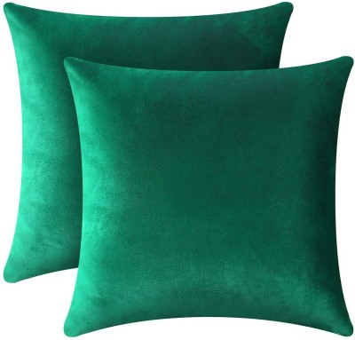 AVS Plain Cushions Cover(Pack of 2, 40 cm*40 cm, Green)