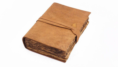 DI-KRAFT Leather Cover Handmade Unruled Paper Diary Journal Office Planner Writing A5 Diary Unruled 100 Pages(Design 4)