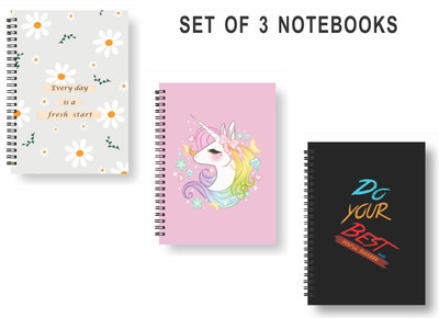 Papco Notebooks A5 Diary Ruled 144 Pages(Multicolor, Pack of 3)