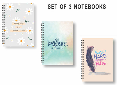 Papco Notebooks A5 Diary Ruled 144 Pages(Multicolor, Pack of 3)