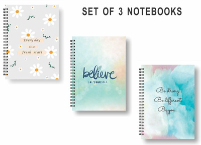 Papco Notebooks A5 Diary Ruled 144 Pages(Multicolor, Pack of 3)