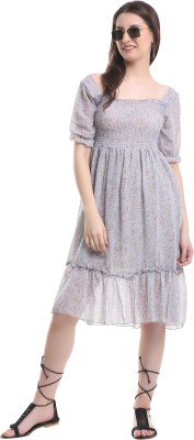 CITY STREET WEAR Women Fit and Flare Grey Dress