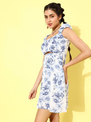 KASSUALLY Women A-line Blue Above Knee/Mid Thigh Length Dress