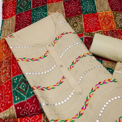 vallavi fashion Cotton Blend Embroidered Salwar Suit Material