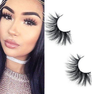 AMOSFIA 1 Pairs Black Handmade Natural 3D Thick Long False Eyelashes(Pack of 1)