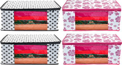GULAFSHA INDUSTRIES Polka Printed and Flower Printed Storage organizers/Garment Covers and Saree Covers Pack of 4(Multicolor)