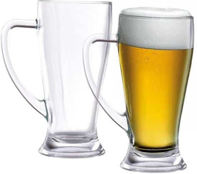 miRim (Pack of 2) Premium Beer Mug Best for Home, Restaurant, Bars, Hotels Glass Beer Mug(650 ml, Glass, Clear)