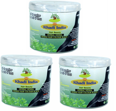 Shresth Khadi Ammonia Free Herbal Black Henna Hair Color (Kali Mehandi) Natural Base 180 gm , Black