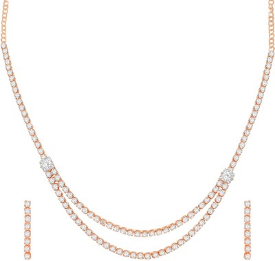 AlamodFashion Alloy Gold-plated Rose Gold, White Jewellery Set(Pack of 1)