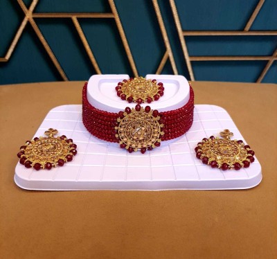 shivay Brass Maroon, Gold Jewellery Set(Pack of 1)