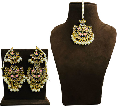 NUHA TRADERS Alloy Gold-plated Pink, White, Gold Jewellery Set(Pack of 1)