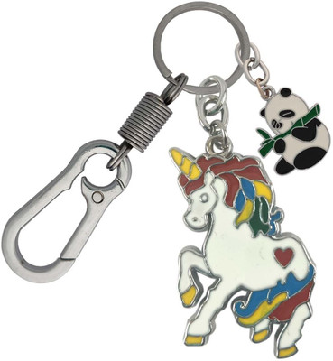 HANDSOME ISK Multicolor Unicorn Chrome Finishing With Cute Panda Locking Lock Key Chain