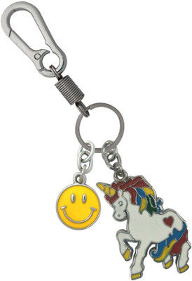 SHOKY LOOKS Multicolor Unicorn High Quality Hanging Lock With Yellow Smiley Key Chain