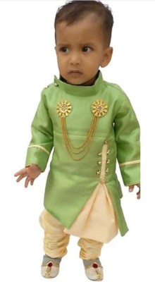 Neelkanth Baby Boys Festive & Party Kurta and Pyjama Set(Green Pack of 1)