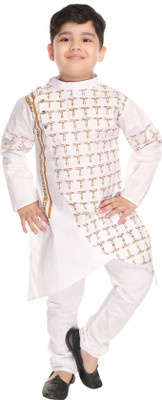 new gen Boys Festive & Party Kurta and Pyjama Set(White Pack of 1)