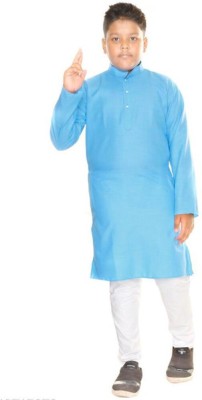 FMSE Boys Festive & Party Kurta and Pyjama Set(Blue Pack of 1)