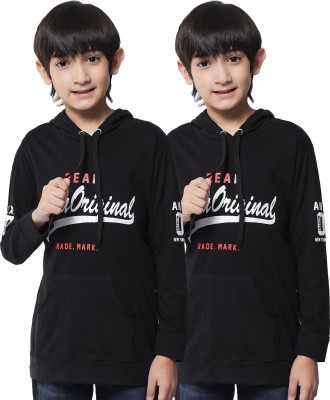 Trendy World Boys Printed Cotton Blend T Shirt(Black, Pack of 2)
