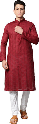 Manthan Men Self Design Straight Kurta(Maroon)