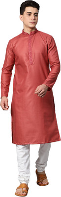 Manthan Men Solid Straight Kurta(Red)