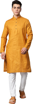 Manthan Men Self Design Straight Kurta(Orange)