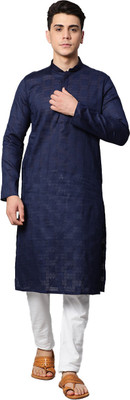 Manthan Men Self Design Straight Kurta(Blue)