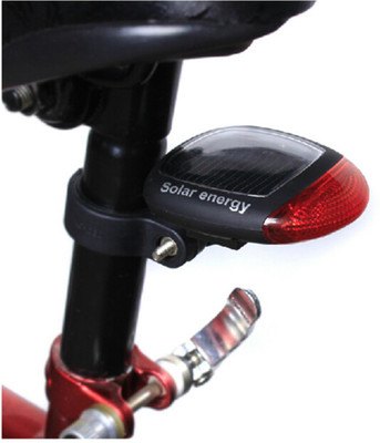 FASTPED Solar Energy LED Bicycle Tail Light Red Mountain Bike Powered 2 LED Taillight LED Rear Break Light(Black, Red)