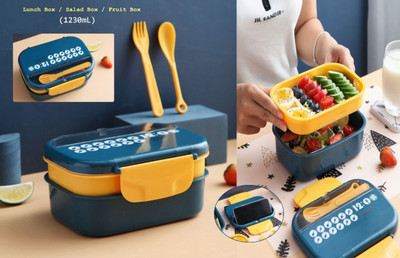 Akvanar Plastic Lunch Box salad box,fruit box 1230 ML Wonderful gift multicolor pc 1 1 Containers Lunch Box(1230 ml)