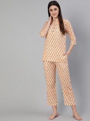 Jaipur Kurti Women Printed White Top & Pyjama Set