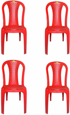 Supreme DREAM RED CHAIR SET OF 4 Plastic Cafeteria Chair(RED, Set of 4, Pre-assembled)
