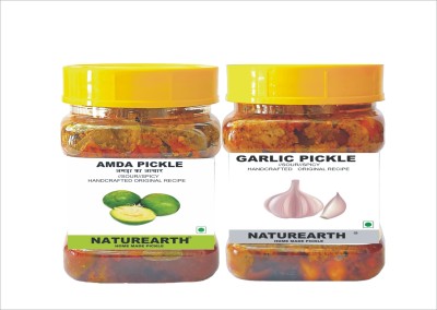 NaturEarth Amada Pickle & Garlic Pickle (400g) Maa Ke Hath Ka Mother Made Homemade Garlic Pickle(2 x 200 g)