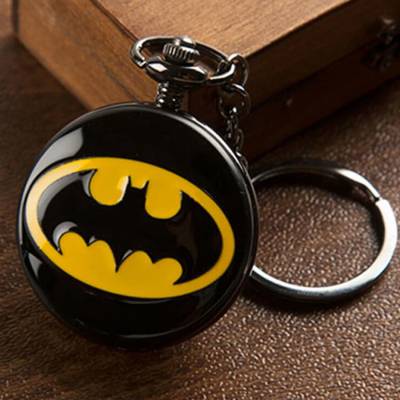 Exciting Lives Bat Man Retro Pocket Watch 2730 Silver Plated Stainless Steel Pocket Watch Chain