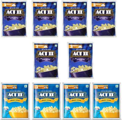 ACT II 6 Magic Butter and 4 Golden Sizzle FlavourPopcorn,Each 40g (400g,Pack of 10) Butter, Golden Sizzle Popcorn(400 g, Pack of 10)