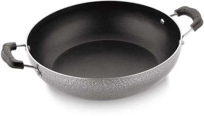 RSPTJM kadai non-stick Induction Base Non-Stick Aluminium Deep Kadai, 240mm,Black Kadhai 25 cm diameter 2.2 L capacity(Hard Anodised, Non-stick, Induction Bottom)