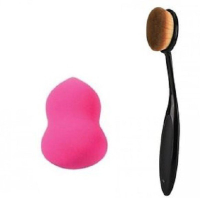 MANAKA Blender Puff and Oval Spoon Foundation Brush (Pack of 2)