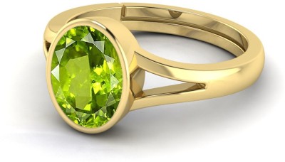 TODANI JEMS 9.25 Ratti 8.60 Carat Certified Natural Green Peridot Gemstone Adjustable Ring Brass Peridot Ring